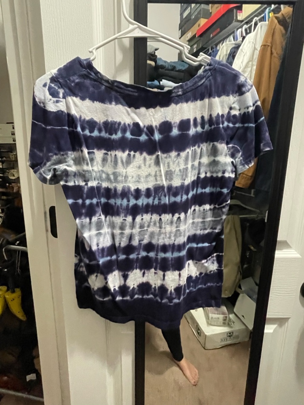 Style & Co. Navy and White Tie-Dye Short Sleeve Top